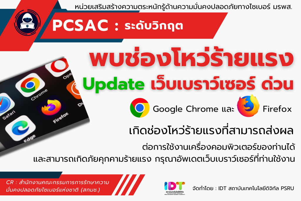 พบช่องโหว่ร้ายแรง…U￼pdate เว็บเบราว์เซอร์ ด่วน